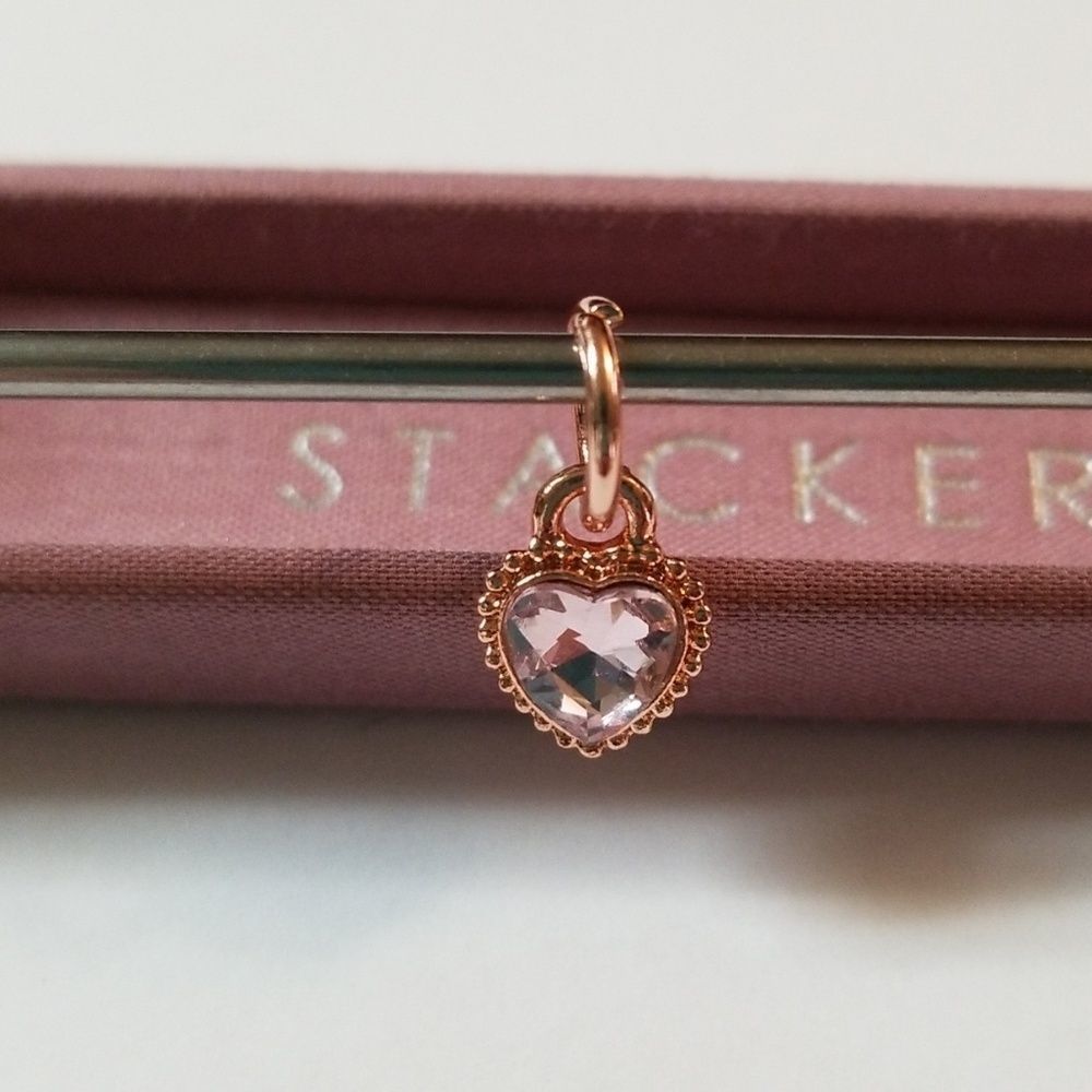 5/$21 ❤️ Rose Gold Pink Cz Heart Charm for Pandora